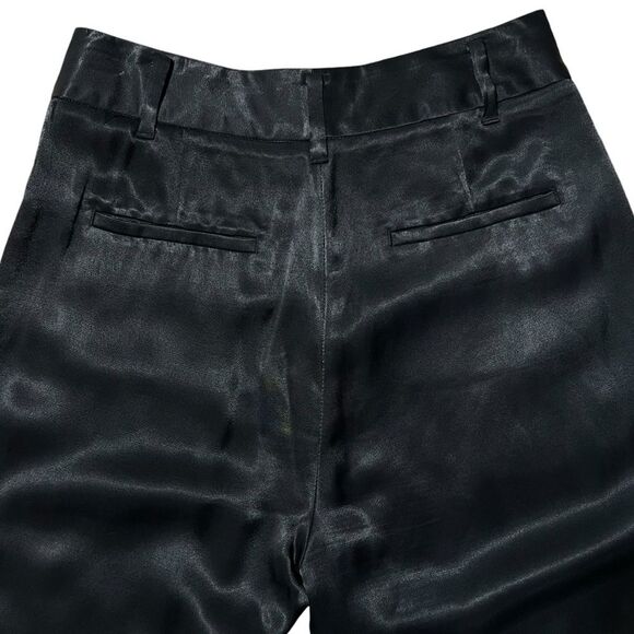 Aritzia Wilfred Black Cropped Satin Trouser Pants Size 6 Minimalist Evening - Picture 7 of 12
